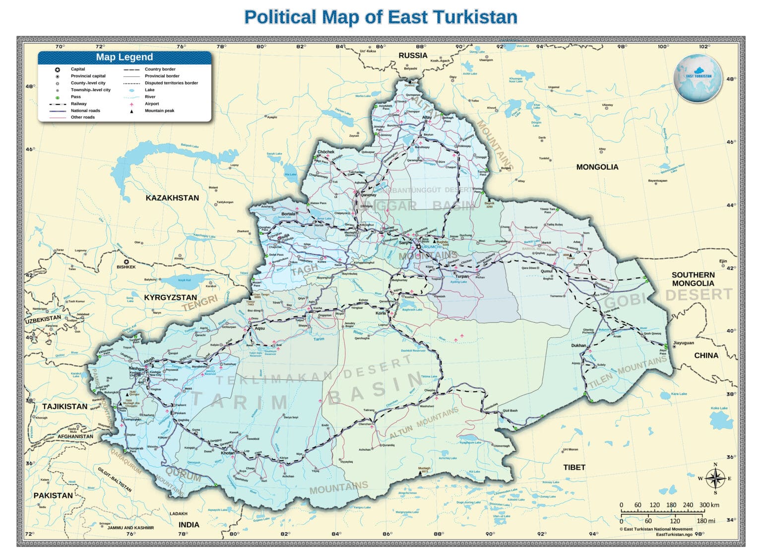 Turkstram Map Political Map of East Turkkistan | East Turkistan Government in Exile